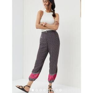 Anthropologie Floral Balloon Leg Oversized Joggers Lounge Pants Boho 10